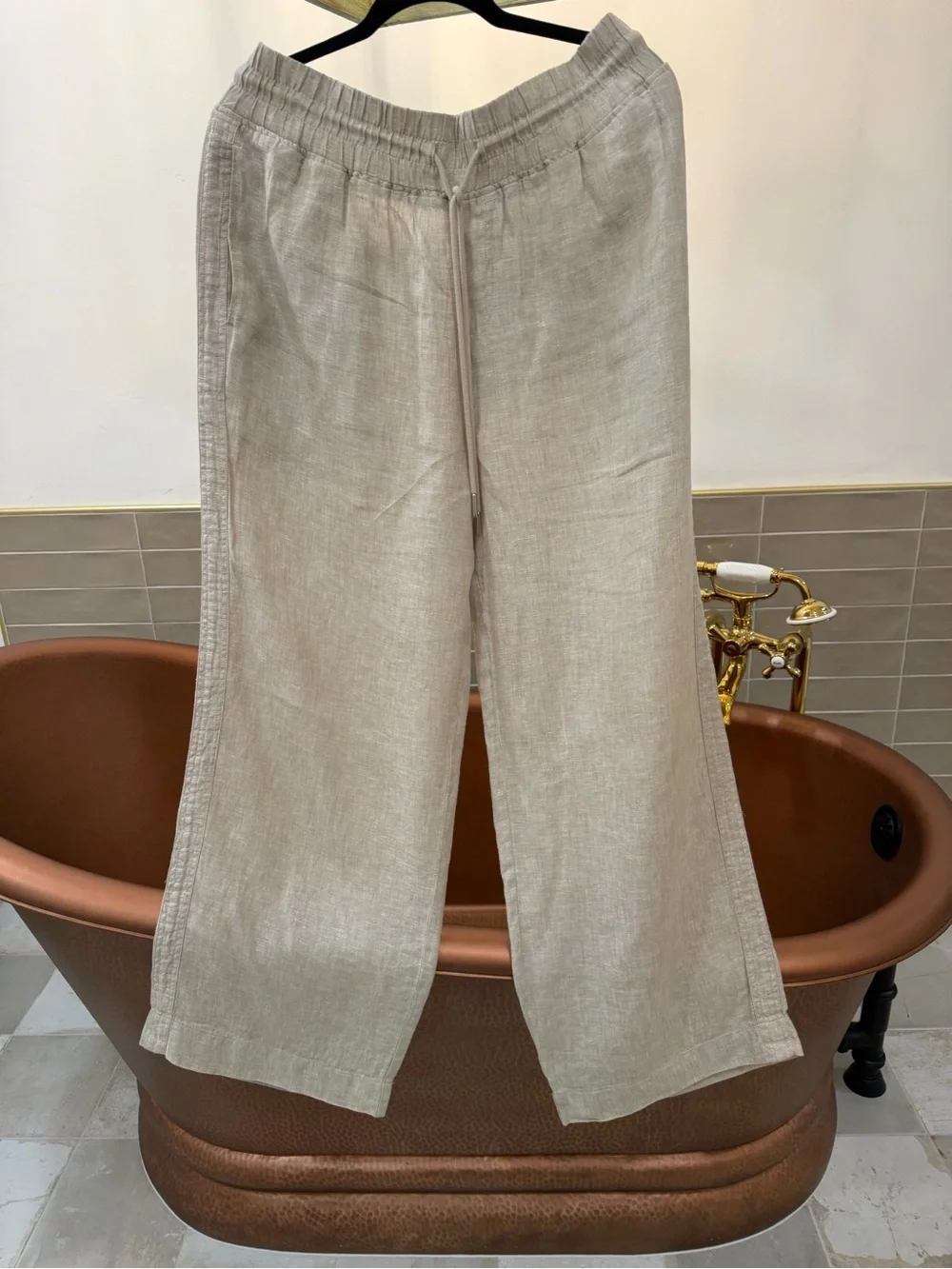 Quince Womens 100% Linen Wide Leg Drawstring Pants Size XL
